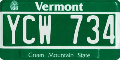 VT license plate YCW734