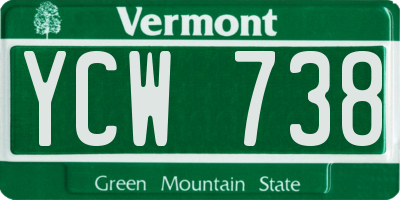 VT license plate YCW738