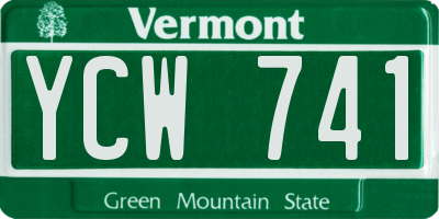 VT license plate YCW741