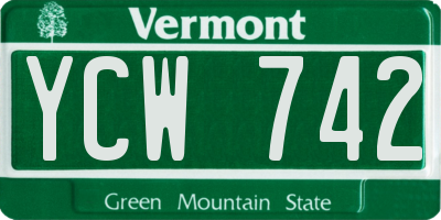 VT license plate YCW742