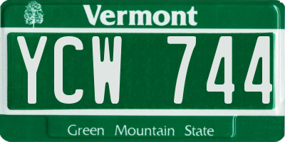 VT license plate YCW744