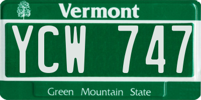 VT license plate YCW747