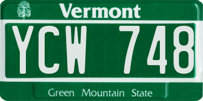 VT license plate YCW748