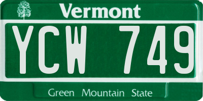 VT license plate YCW749