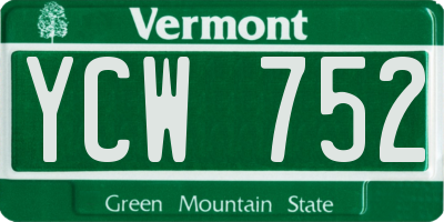 VT license plate YCW752