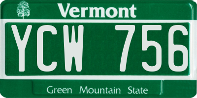 VT license plate YCW756