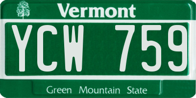 VT license plate YCW759