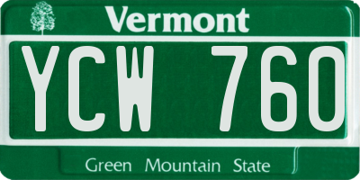 VT license plate YCW760