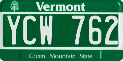 VT license plate YCW762