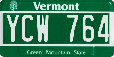 VT license plate YCW764