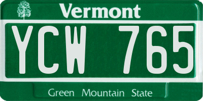 VT license plate YCW765