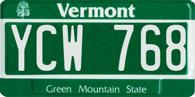 VT license plate YCW768