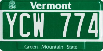 VT license plate YCW774