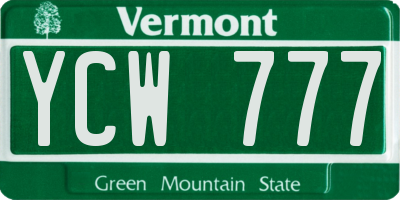 VT license plate YCW777