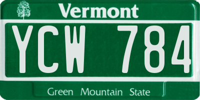 VT license plate YCW784