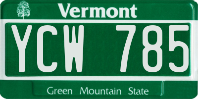 VT license plate YCW785