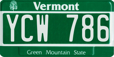 VT license plate YCW786