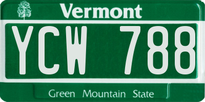 VT license plate YCW788