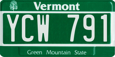 VT license plate YCW791