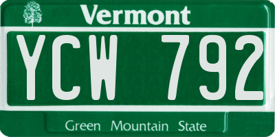 VT license plate YCW792