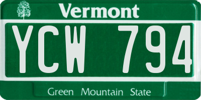 VT license plate YCW794