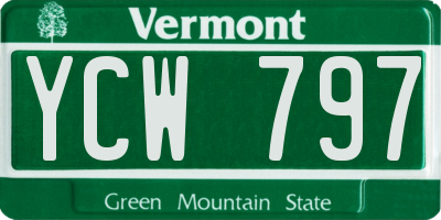VT license plate YCW797