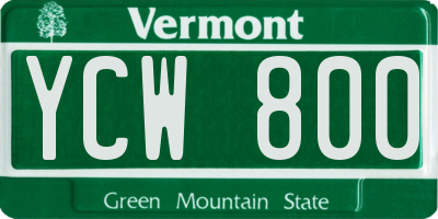 VT license plate YCW800