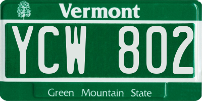 VT license plate YCW802