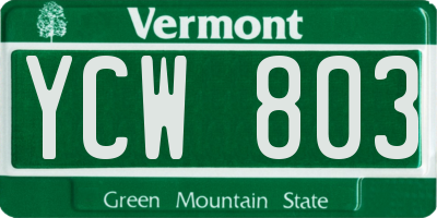 VT license plate YCW803
