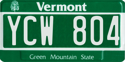 VT license plate YCW804