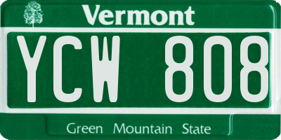VT license plate YCW808