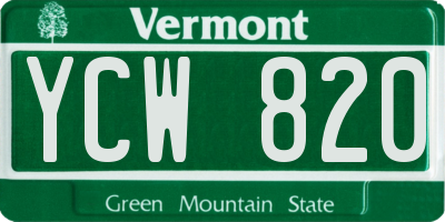 VT license plate YCW820