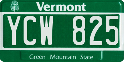 VT license plate YCW825