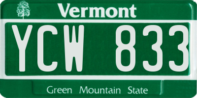 VT license plate YCW833