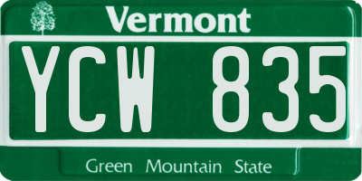 VT license plate YCW835