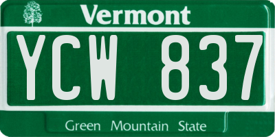 VT license plate YCW837