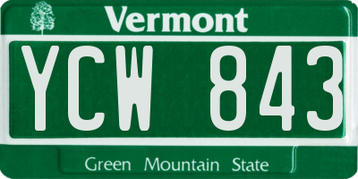 VT license plate YCW843
