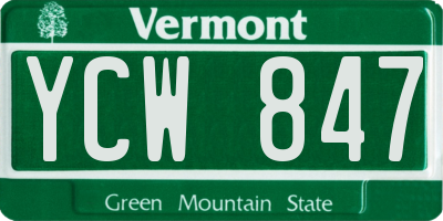 VT license plate YCW847