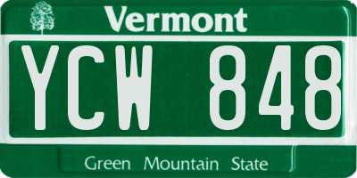 VT license plate YCW848