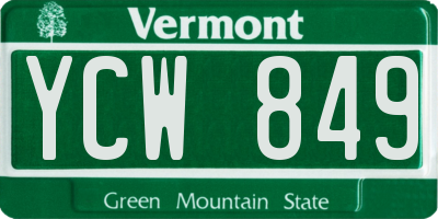 VT license plate YCW849