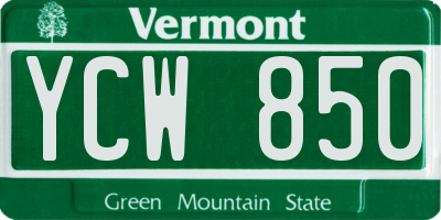 VT license plate YCW850