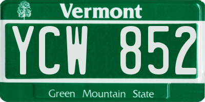 VT license plate YCW852
