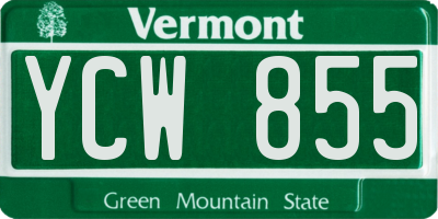 VT license plate YCW855