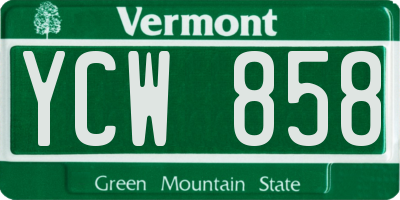 VT license plate YCW858