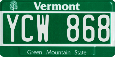 VT license plate YCW868
