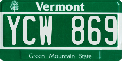 VT license plate YCW869