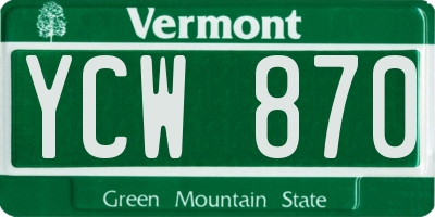 VT license plate YCW870