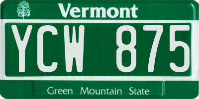 VT license plate YCW875