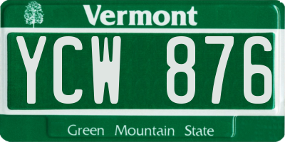 VT license plate YCW876