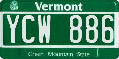 VT license plate YCW886